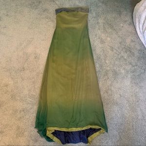 Eric Gaskins Green Ombré 100% Silk Strapless Dress